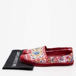 Pre Owned Dolce & Gabbana Multicolor Floral Print Leather Espadrille Flats Size 40