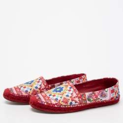 Pre Owned Dolce & Gabbana Multicolor Floral Print Leather Espadrille Flats Size 40