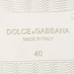 Pre Owned Dolce & Gabbana White Floral Print Canvas Slip on Sneakers Size 40