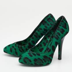 Dolce & Gabbana Green/Black Leopard Print Calf Hair Pumps Size 36.5