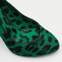 Dolce & Gabbana Green/Black Leopard Print Calf Hair Pumps Size 36.5