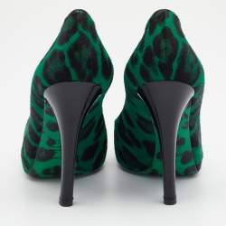 Dolce & Gabbana Green/Black Leopard Print Calf Hair Pumps Size 36.5