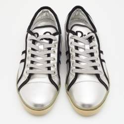 Pre Owned Dolce & Gabbana Silver Leather Low Top  Sneakers Size 39