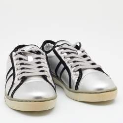 Pre Owned Dolce & Gabbana Silver Leather Low Top  Sneakers Size 39