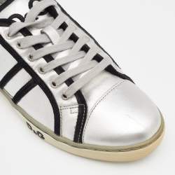 Pre Owned Dolce & Gabbana Silver Leather Low Top  Sneakers Size 39