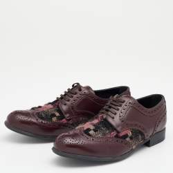 Pre Owned Dolce & Gabbana Brown Brogue Leather and Tweed Derby Size 37