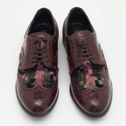 Pre Owned Dolce & Gabbana Brown Brogue Leather and Tweed Derby Size 37