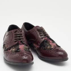 Pre Owned Dolce & Gabbana Brown Brogue Leather and Tweed Derby Size 37