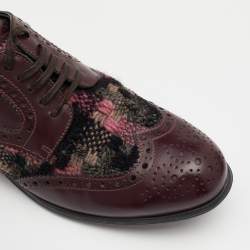 Pre Owned Dolce & Gabbana Brown Brogue Leather and Tweed Derby Size 37