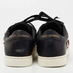 Pre Owned حذاء رياضي دولتشي أند غابانا دي جي قلب جلد أسود بعنق منخفض مقاس 38