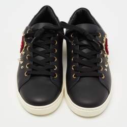 Pre Owned حذاء رياضي دولتشي أند غابانا دي جي قلب جلد أسود بعنق منخفض مقاس 38