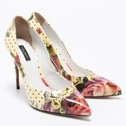 Pre Owned Dolce & Gabbana Multicolor Floral Printed Patent Leather Pointed Toe Pumps Size 40