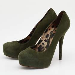 Dolce & Gabbana Green Suede Platform Pumps Size 38
