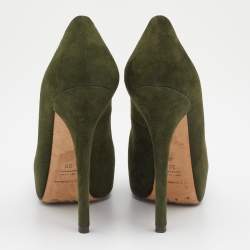 Dolce & Gabbana Green Suede Platform Pumps Size 38