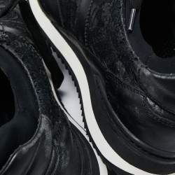 Pre Owned Dolce & Gabbana Black Leather And Lace Sneakers Size 38