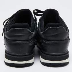 Pre Owned Dolce & Gabbana Black Leather And Lace Sneakers Size 38