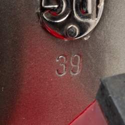 Pre Owned Dolce & Gabbana Red Patent Leather Block Heel Ankle Strap Sandals Size 39