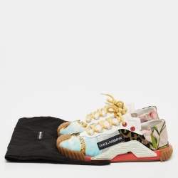 Pre Owned Dolce & Gabbana Multicolor Fabric and Leather Patchwork NS1 Low-Top Sneakers Size 41