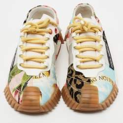 Pre Owned Dolce & Gabbana Multicolor Fabric and Leather Patchwork NS1 Low-Top Sneakers Size 41