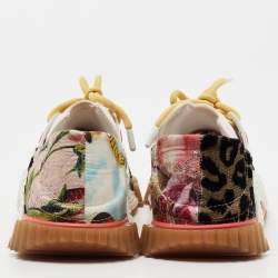 Pre Owned Dolce & Gabbana Multicolor Fabric and Leather Patchwork NS1 Low-Top Sneakers Size 41