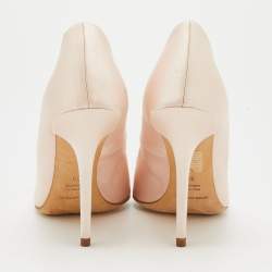 Pre Owned Dolce & Gabbana Light Pink Satin Crystal Embellished Peep Toe Pumps Size 39