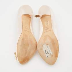 Pre Owned Dolce & Gabbana Light Pink Satin Crystal Embellished Peep Toe Pumps Size 39