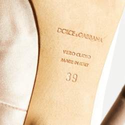 Pre Owned Dolce & Gabbana Light Pink Satin Crystal Embellished Peep Toe Pumps Size 39