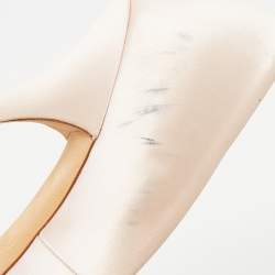 Pre Owned Dolce & Gabbana Light Pink Satin Crystal Embellished Peep Toe Pumps Size 39
