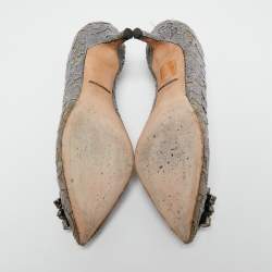 Pre Owned Dolce & Gabbana Grey Lace Bellucci Pumps Size 35.5