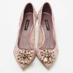 Pre Owned Dolce & Gabbana Lilac Lace Bellucci Pumps Size 35 