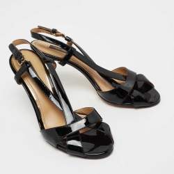 Pre Owned Dolce & Gabbana Black Patent Leather Ankle Strap Sandals Size 39