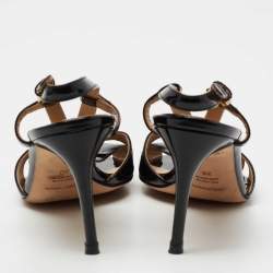 Pre Owned Dolce & Gabbana Black Patent Leather Ankle Strap Sandals Size 39