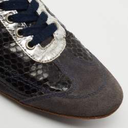 مملوكة مسبقًا حذاء رياضي دولتشي أند غابانا سويدي وجلد ثعبان متعدد الألوان بعنق منخفض مقاس 40