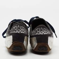 مملوكة مسبقًا حذاء رياضي دولتشي أند غابانا سويدي وجلد ثعبان متعدد الألوان بعنق منخفض مقاس 40