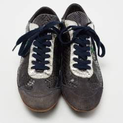 مملوكة مسبقًا حذاء رياضي دولتشي أند غابانا سويدي وجلد ثعبان متعدد الألوان بعنق منخفض مقاس 40