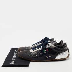 مملوكة مسبقًا حذاء رياضي دولتشي أند غابانا سويدي وجلد ثعبان متعدد الألوان بعنق منخفض مقاس 40