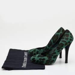 Dolce & Gabbana Green/Black Leopard Print Calf Hair Platform Pumps Size 37