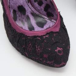 Dolce & Gabbana Purple/Black Lace And Satin Platform Pumps Size 39