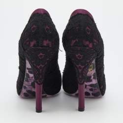 Dolce & Gabbana Purple/Black Lace And Satin Platform Pumps Size 39