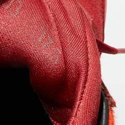 مملوكة مسبقًا Dolce & Gabbana Red Leather And Leopard Print Calf Hair Sneakers Size 37.5