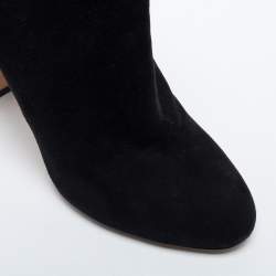 Pre Owned Dolce & Gabbana Black Suede Jewel Heel Ankle Boots Size 37