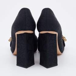 Pre Owned Dolce & Gabbana Black Jacquard Embellished Block Heel Pumps Size 38.5