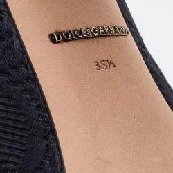 Pre Owned Dolce & Gabbana Black Jacquard Embellished Block Heel Pumps Size 38.5