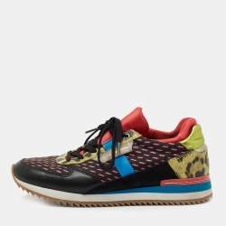 Dolce & Gabbana Multicolor Leather and Fabric  Lace Up Sneakers Size 37