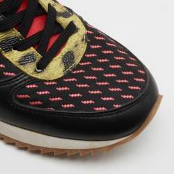 Dolce & Gabbana Multicolor Leather and Fabric  Lace Up Sneakers Size 37
