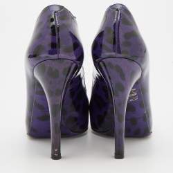 Dolce & Gabbana Purple/Black Leopard Print Patent Leather Platform Pumps Size 37