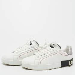Pre Owned Dolce & Gabbana White Leather Portofino Low Top Sneakers Size 38