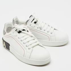 Pre Owned Dolce & Gabbana White Leather Portofino Low Top Sneakers Size 38