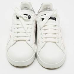 Pre Owned Dolce & Gabbana White Leather Portofino Low Top Sneakers Size 38