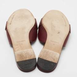 Pre Owned Dolce & Gabbana Burgundy Leather Slide Sandals Size 39